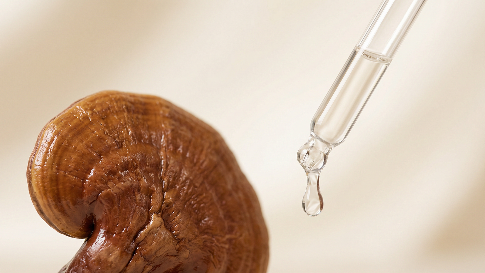 Ganoderma Reishi mushroom with serum drop