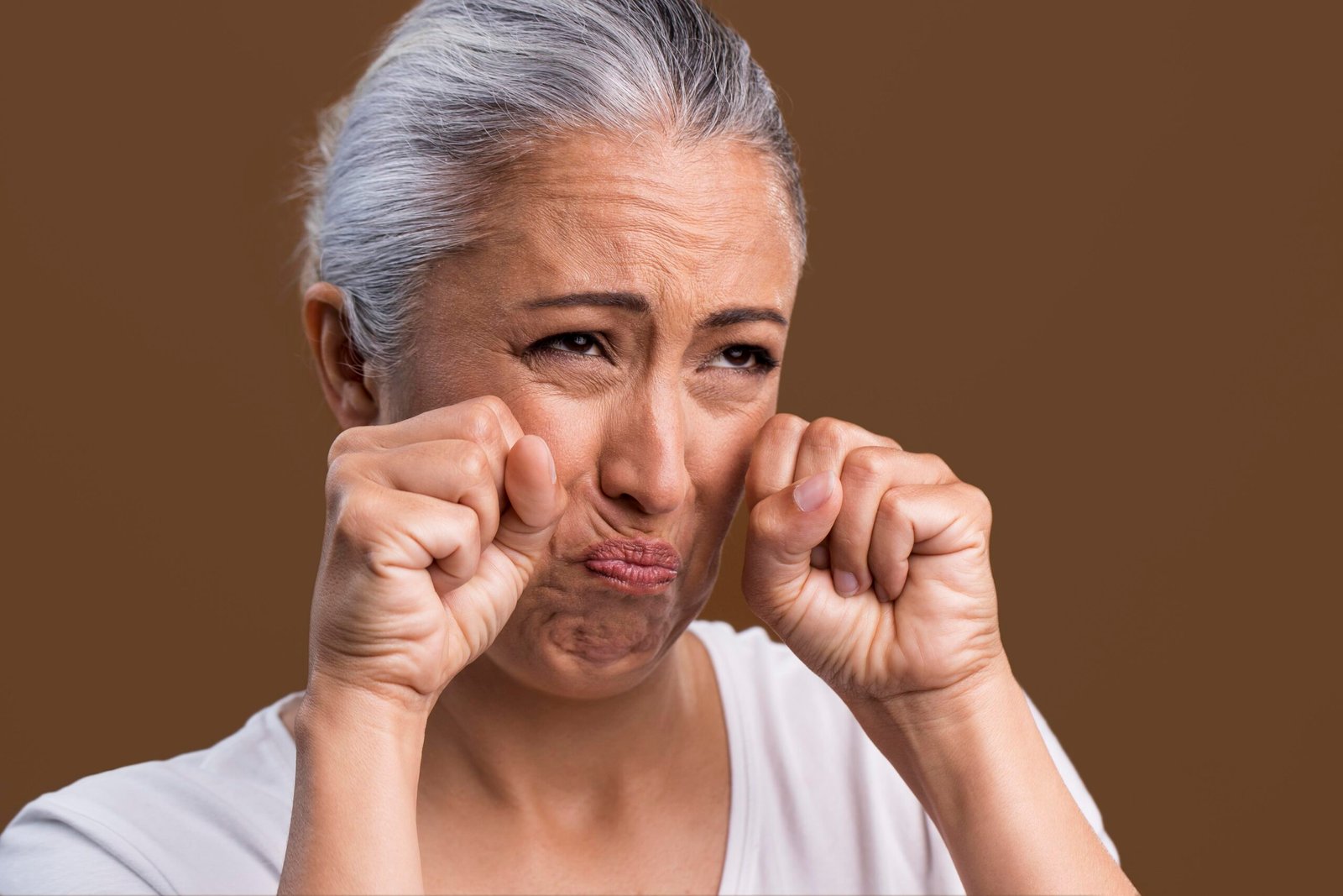 Close-up of visible facial wrinkles and skin texture concerns